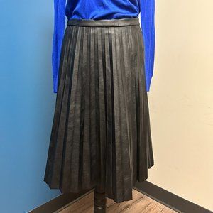 J. Crew Faux Leather Pleated Midi Skirt